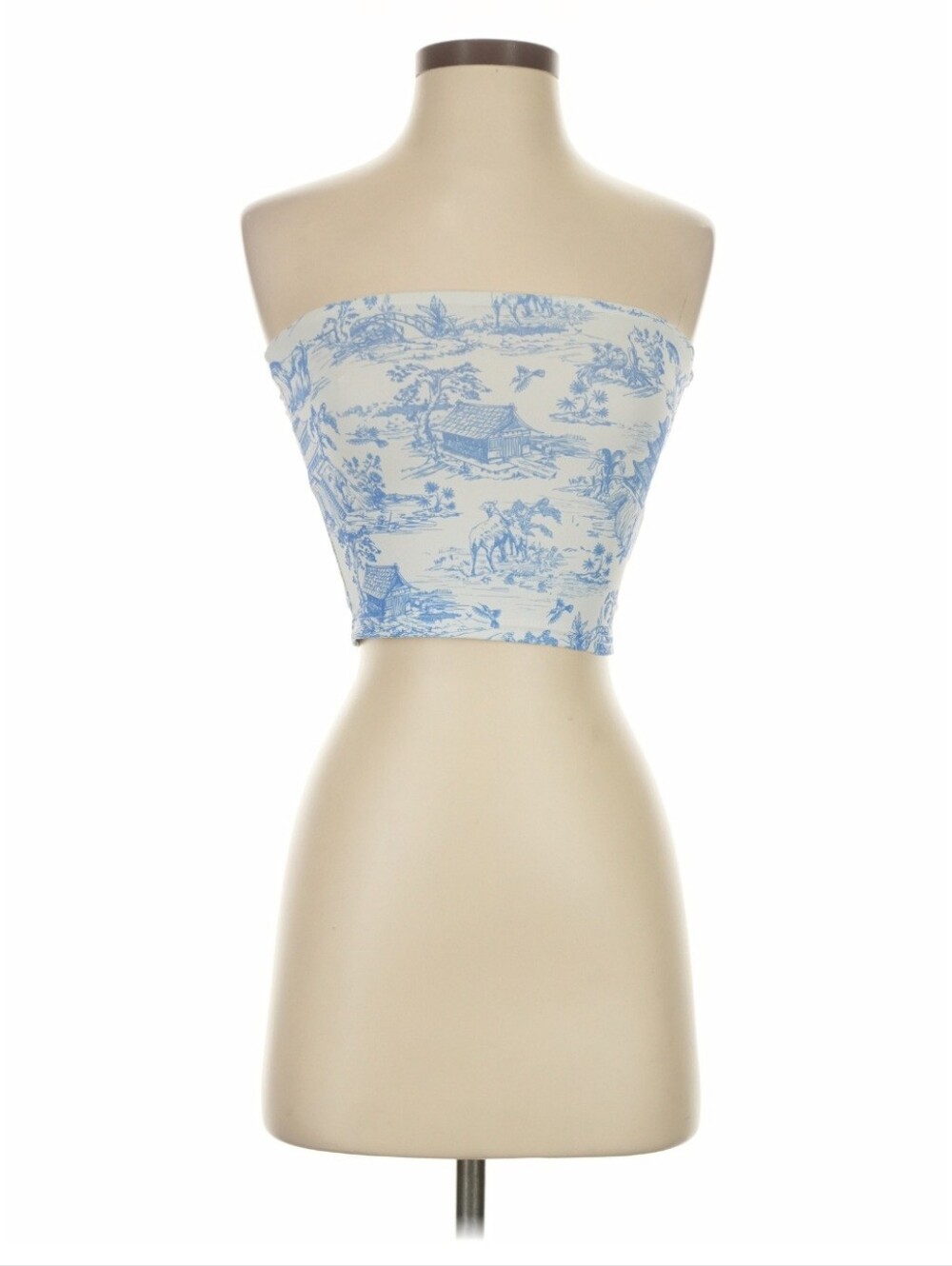 Edikted NWOT Blue And White Print Strapless Tube Top Small